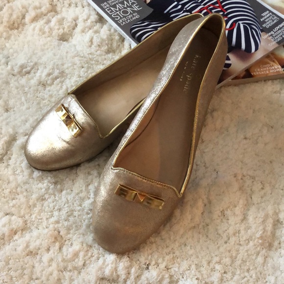 Kate Spade gold ballet flats - Picture 2 of 11